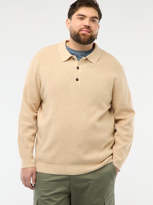 Plain Polo Collar Buttoned Sweater - Kiabi Plain Polo Collar Buttoned Sweater - Kiabi
