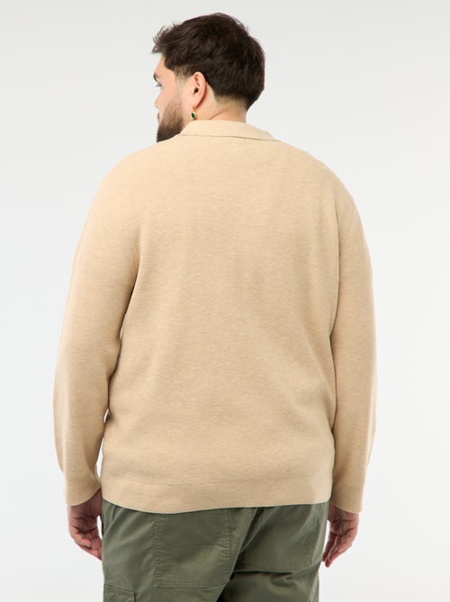 Plain Polo Collar Buttoned Sweater - Kiabi Plain Polo Collar Buttoned Sweater - Kiabi