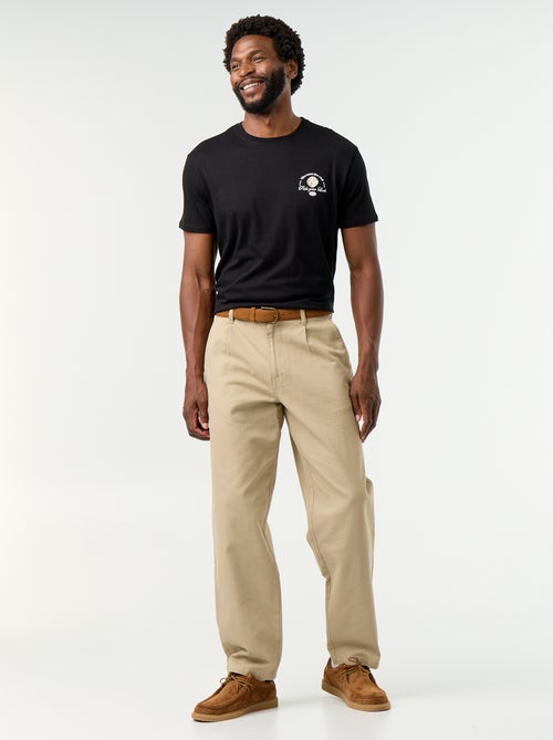 Plain Relaxed Wide-Leg Trousers - Kiabi Plain Relaxed Wide-Leg Trousers - Kiabi