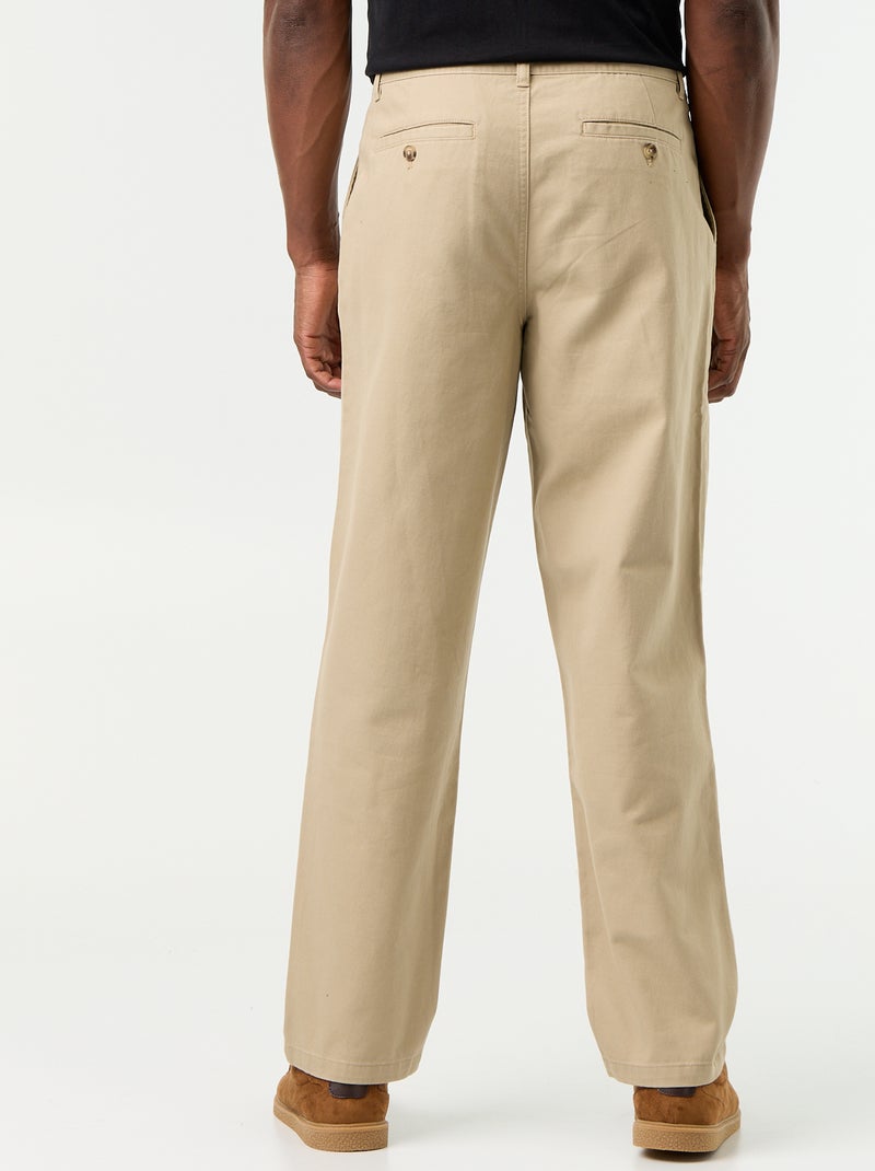 Plain Relaxed Wide-Leg Trousers Beige - Kiabi