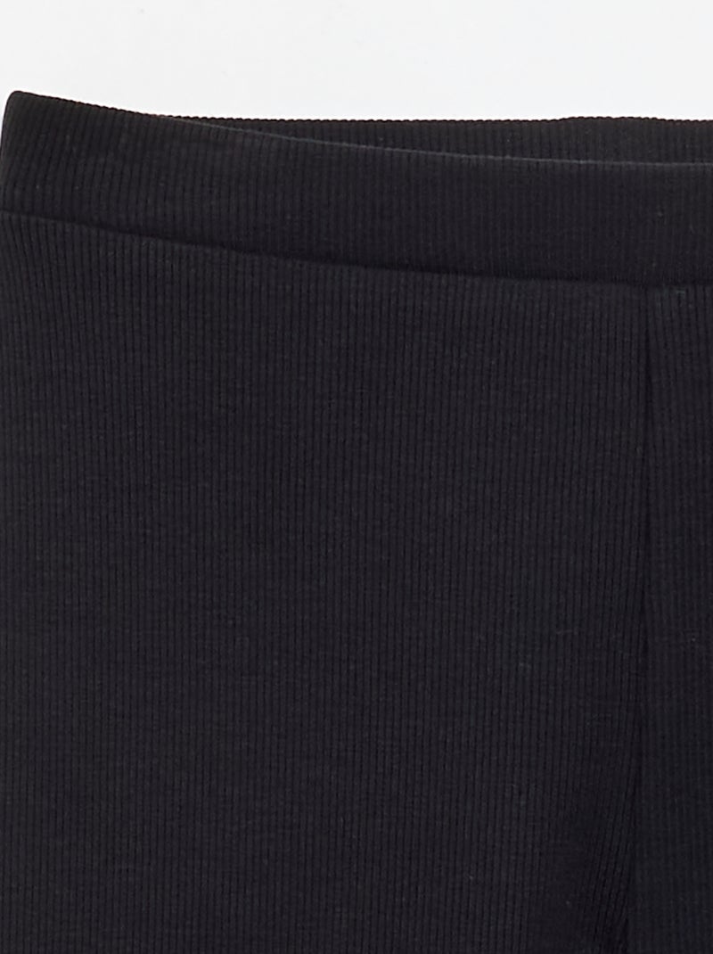 Plain Ribbed Full-Length Leggings Black - Kiabi