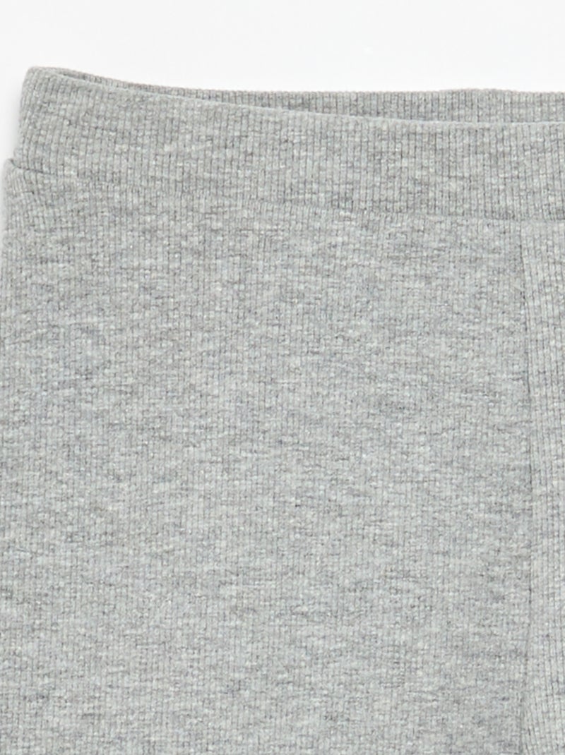 Plain Ribbed Full-Length Leggings Grey - Kiabi