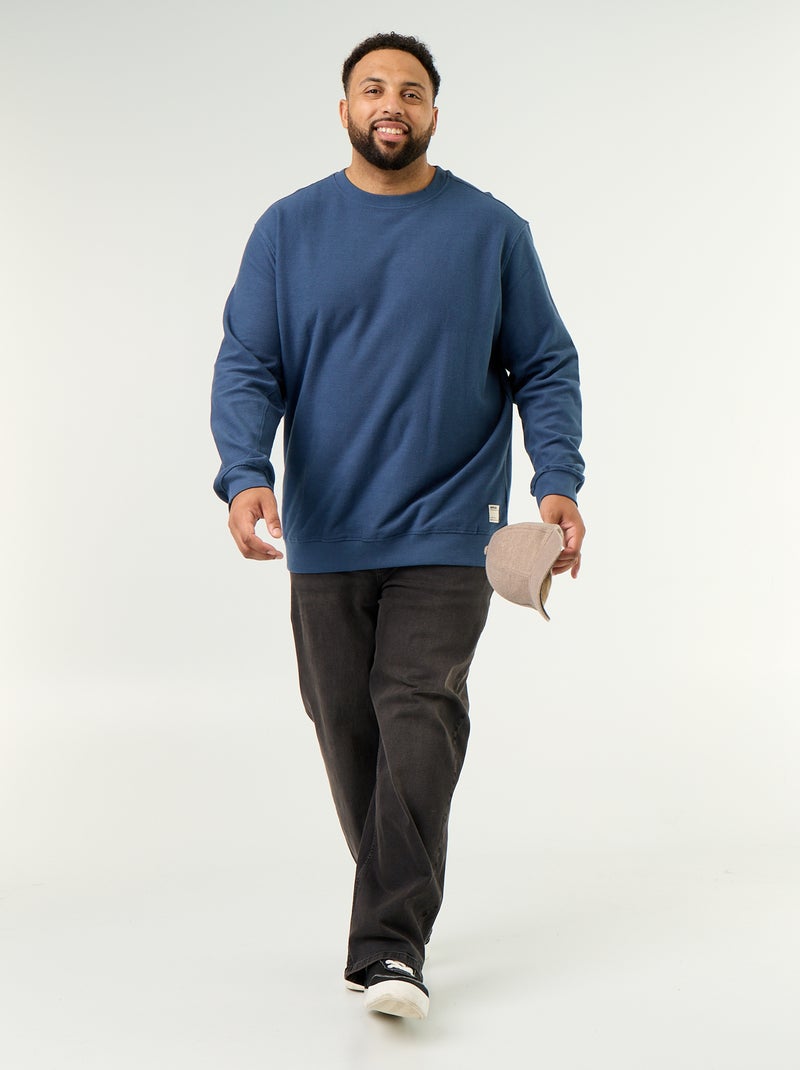 Plain ribbed knit sweatshirt Blue - Kiabi