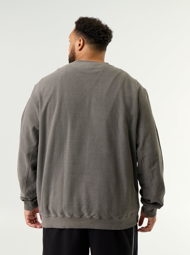 Plain ribbed knit sweatshirt Grey - Kiabi