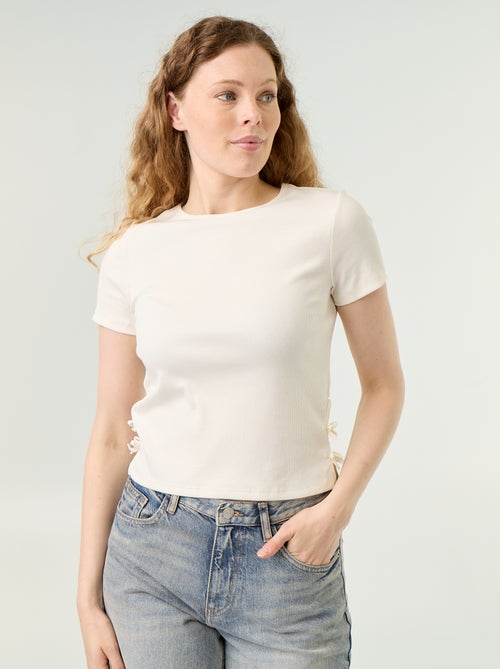 Plain Ribbed Knit T-shirt - Kiabi
