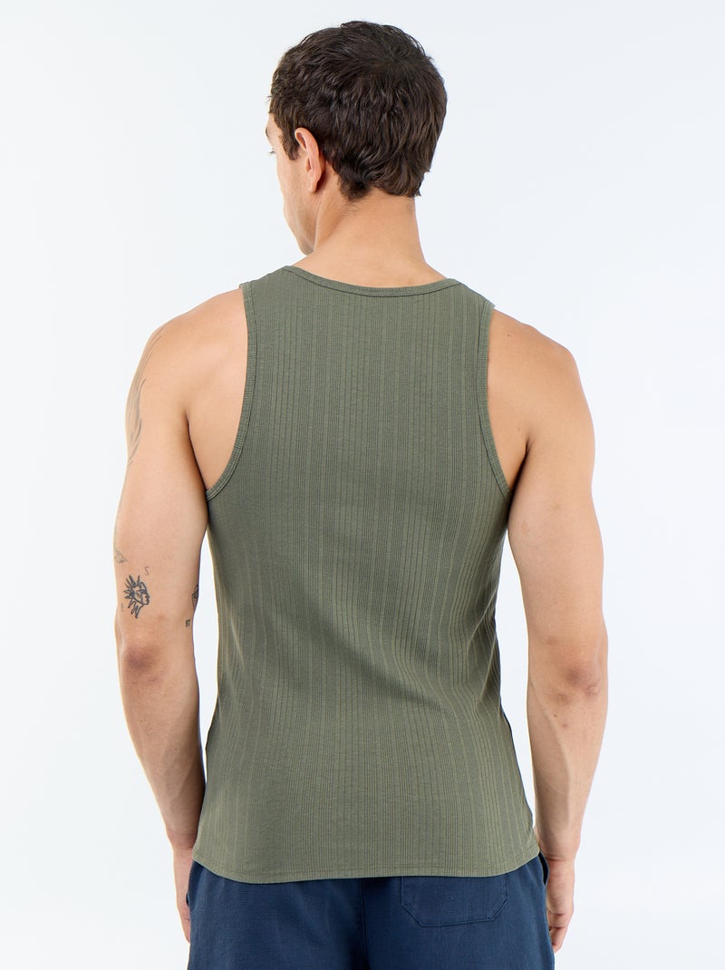 Plain Ribbed Tank Top Green - Kiabi