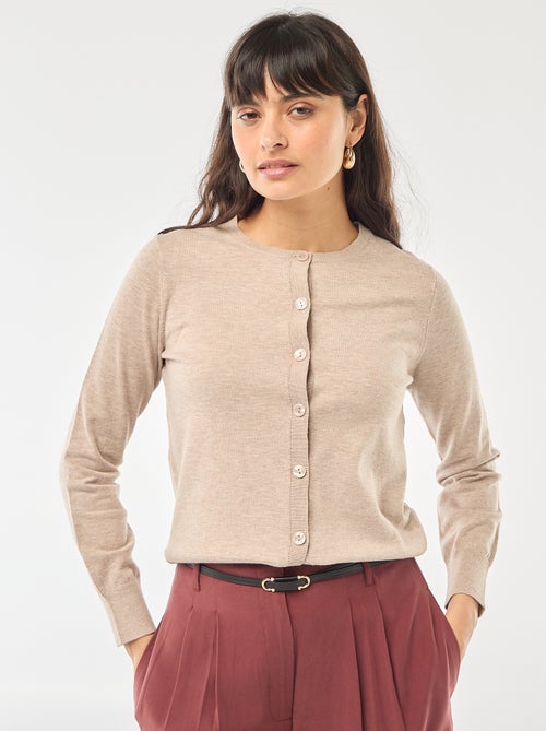 Plain Round Neck Cardigan - Kiabi
