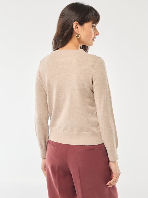 Plain Round Neck Cardigan - Kiabi