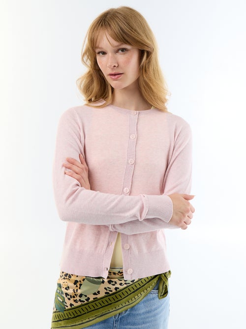 Plain Round Neck Cardigan - Kiabi