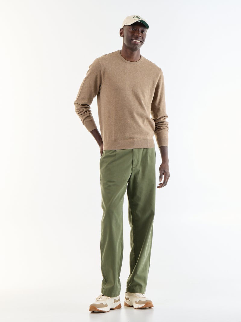 Plain round neck sweater BEIGE CH - Kiabi