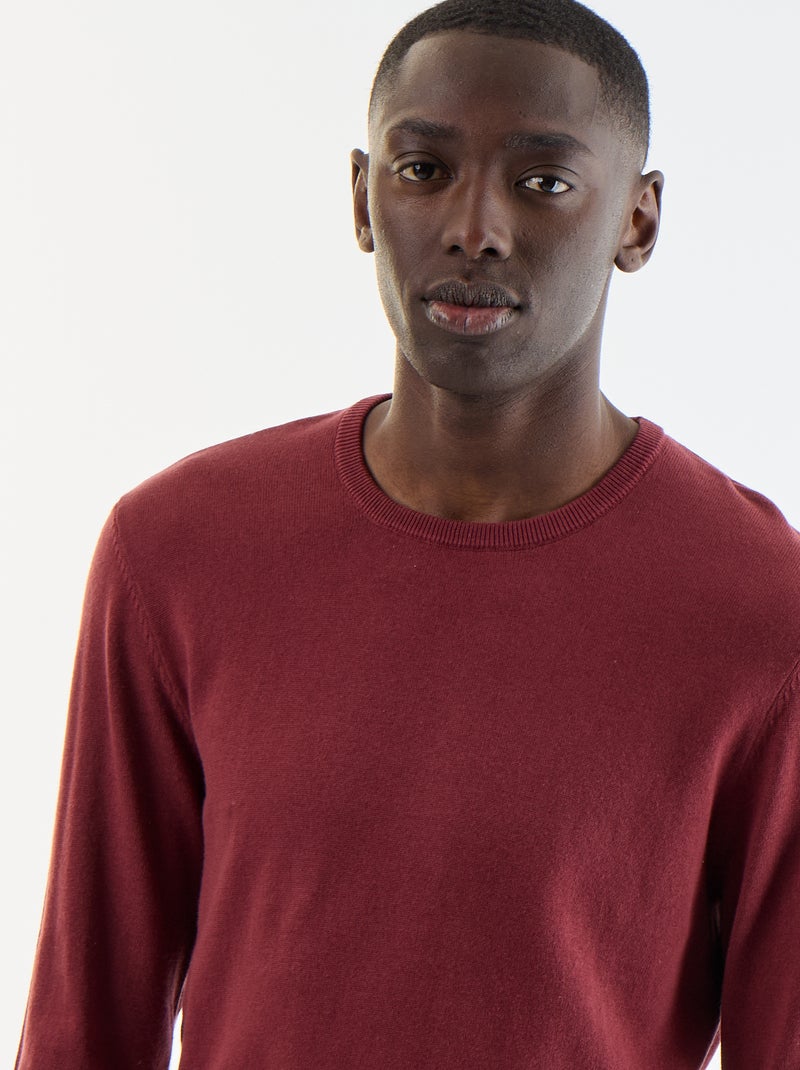 Plain round neck sweater Red - Kiabi