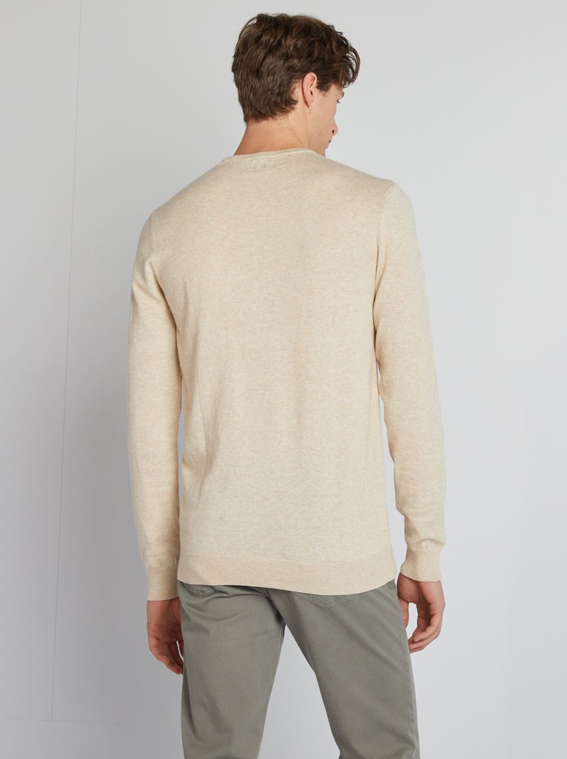 Plain Round-Neck Sweater (Tall Fit) BEIGE - Kiabi