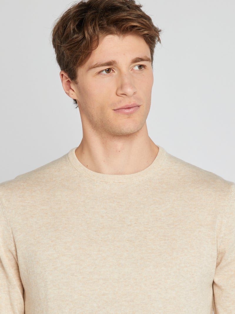 Plain Round-Neck Sweater (Tall Fit) BEIGE - Kiabi
