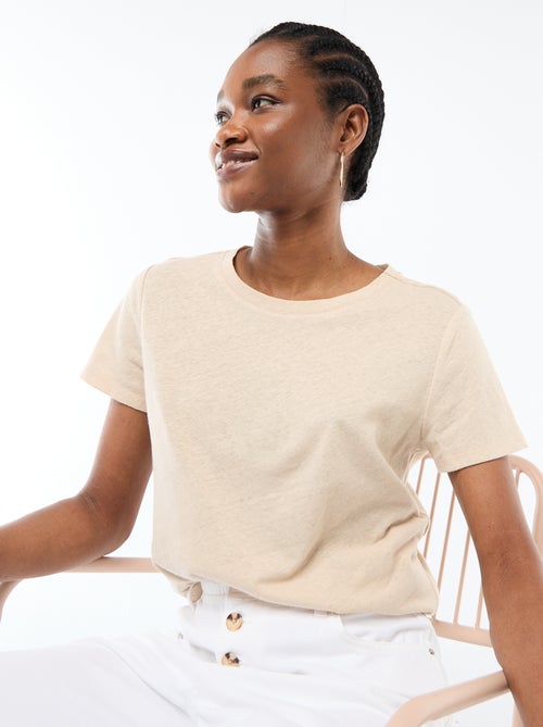Plain Short-Sleeved Crew Neck T-Shirt - Kiabi