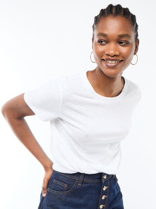 Plain Short-Sleeved Crew Neck T-Shirt - Kiabi