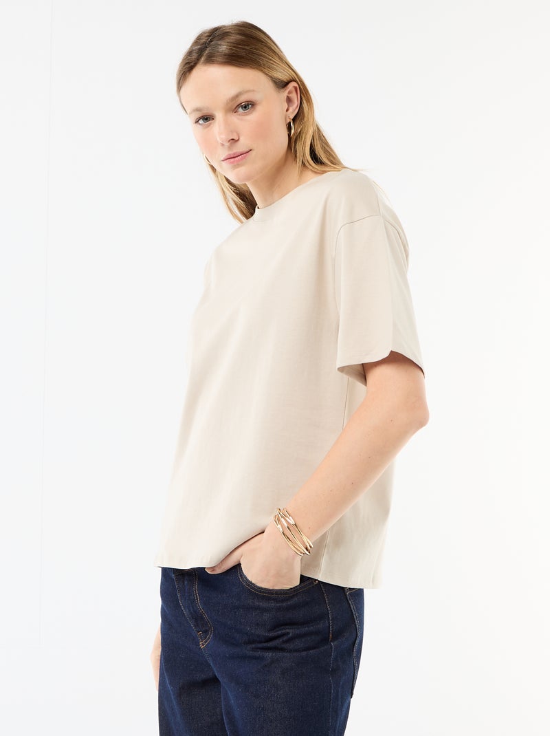 Plain Short-Sleeved Jersey T-Shirt Grey - Kiabi