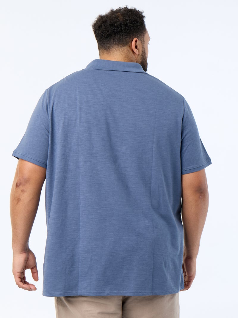Plain Short-Sleeved Polo Shirt Blue - Kiabi
