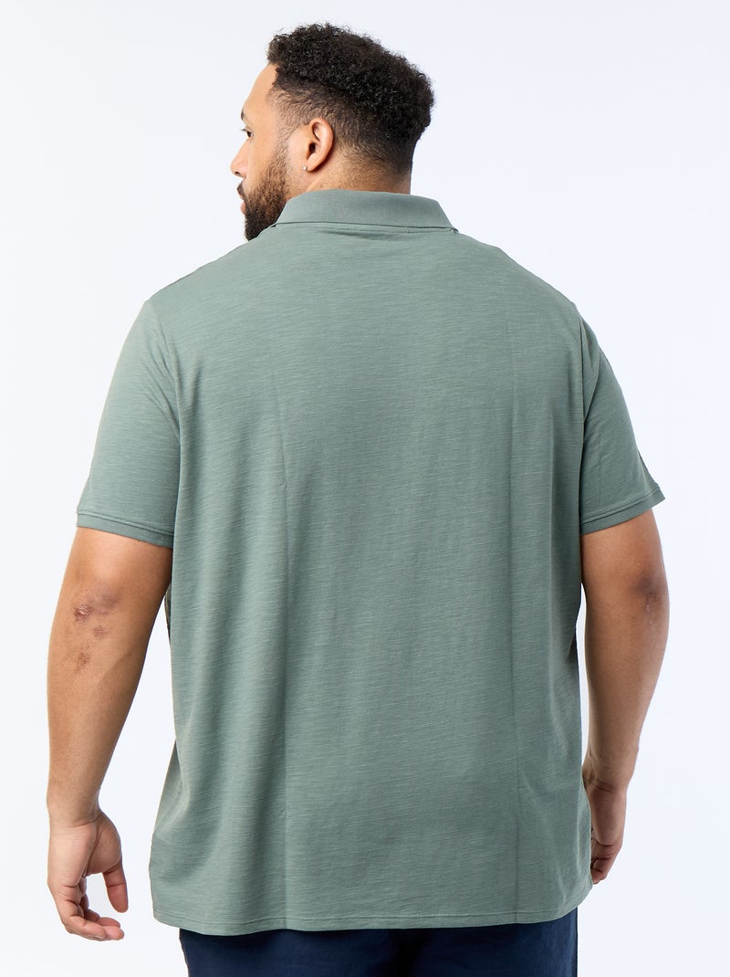 Plain Short-Sleeved Polo Shirt Green - Kiabi