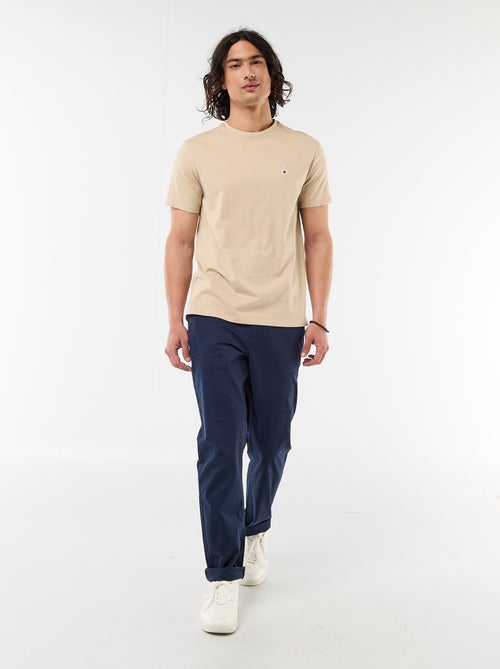 Plain short-sleeved T-shirt with embroidery - Kiabi