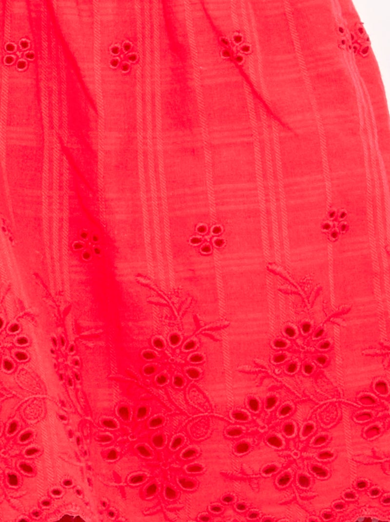 Plain shorts with eyelet embroidery Red - Kiabi