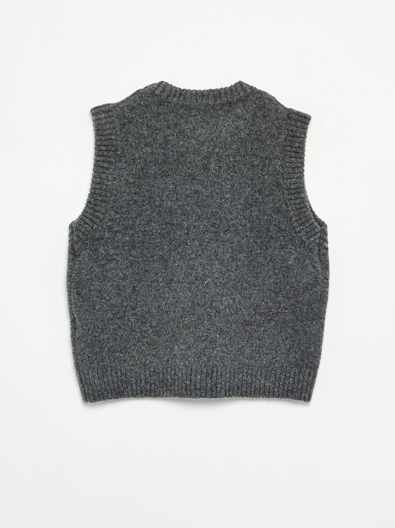 Plain Sleeveless Sweater Grey - Kiabi