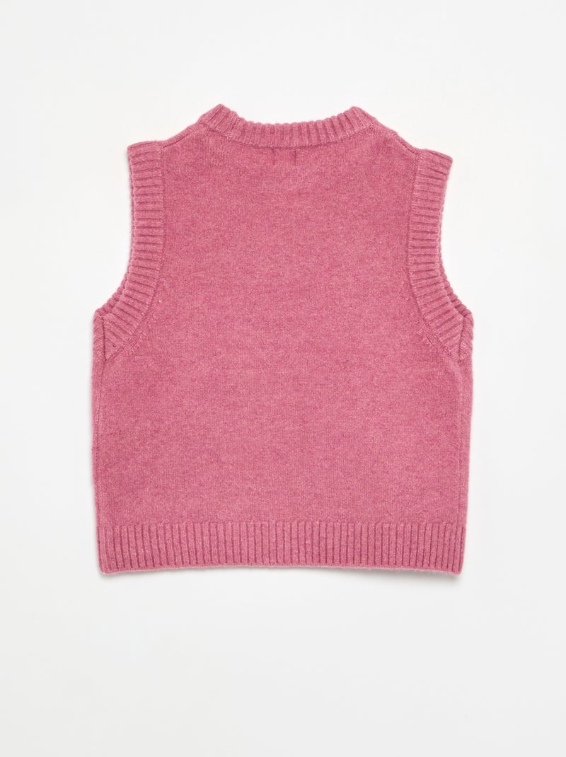 Plain Sleeveless Sweater Pink - Kiabi