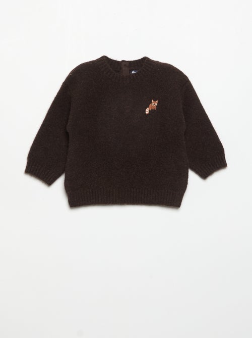Plain sweater with small fox embroidery - Kiabi Plain sweater with small fox embroidery - Kiabi