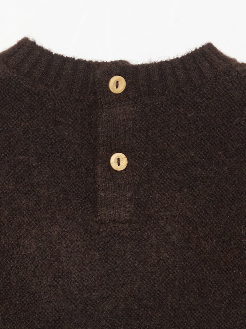 Plain sweater with small fox embroidery Brown - Kiabi