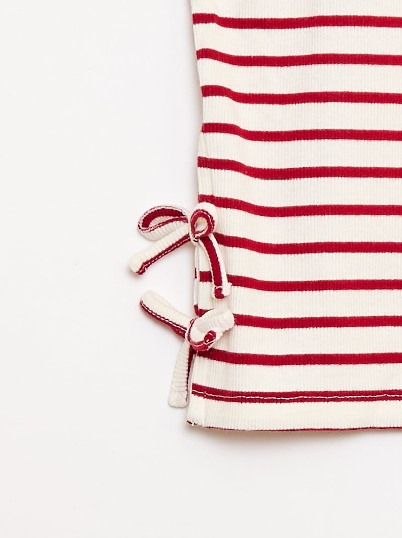 Plain T-shirt with Decorative Knots Red - Kiabi