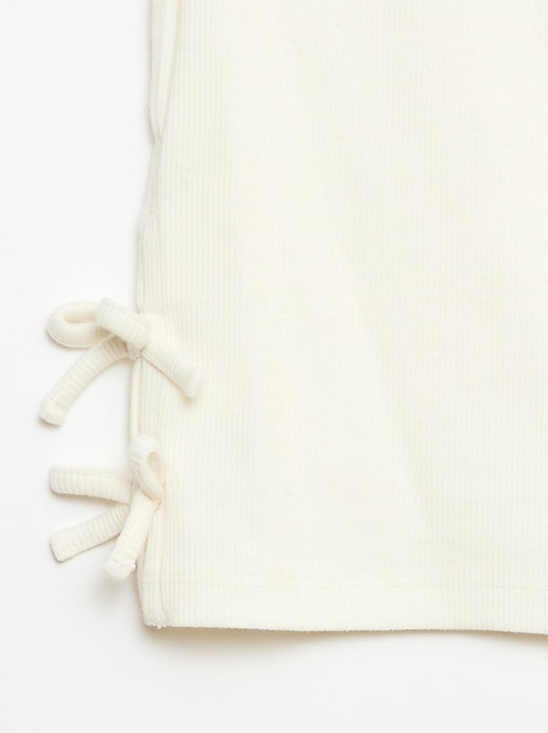 Plain T-shirt with Decorative Knots White - Kiabi