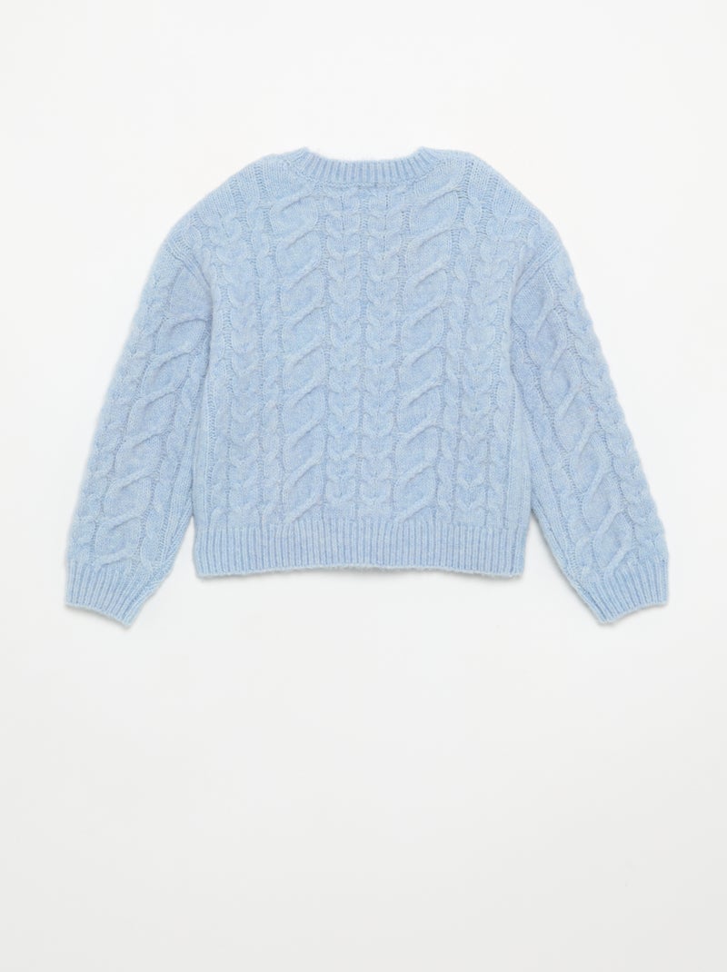 Plain Textured Knit Cardigan Blue - Kiabi