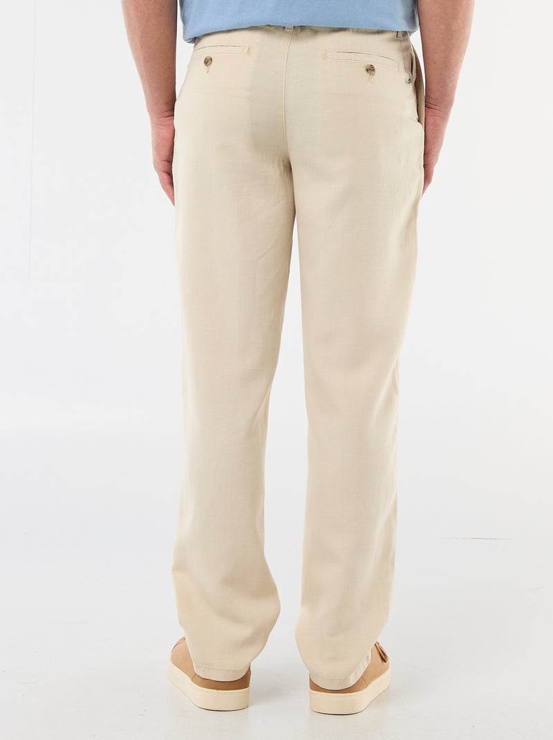 Plain trousers in a light, soft fabric Beige - Kiabi