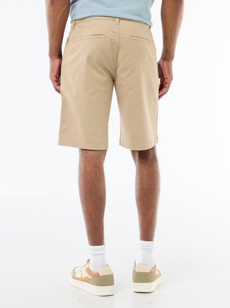 Plain Twill Chino Bermuda Shorts Beige - Kiabi