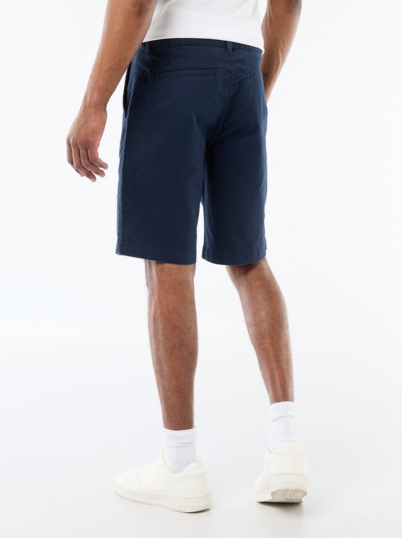 Plain Twill Chino Bermuda Shorts Blue - Kiabi