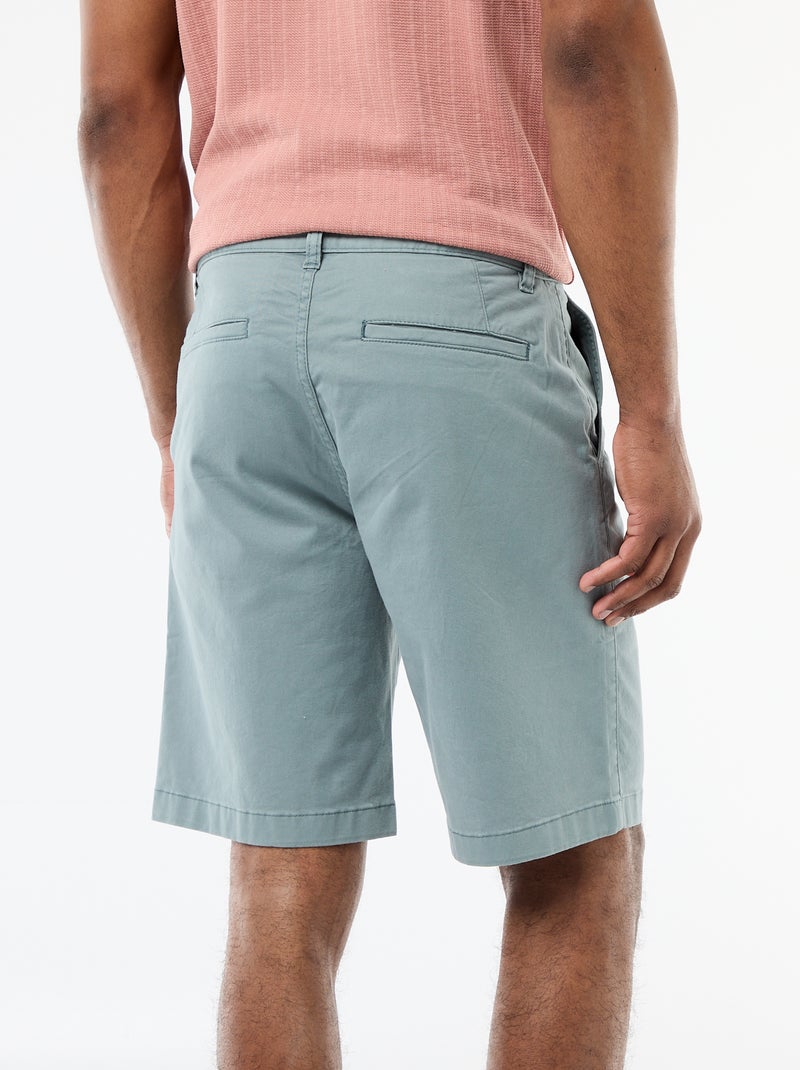 Plain Twill Chino Bermuda Shorts Blue - Kiabi