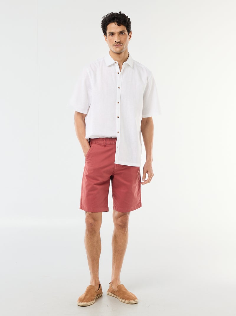 Plain Twill Chino Bermuda Shorts Pink - Kiabi