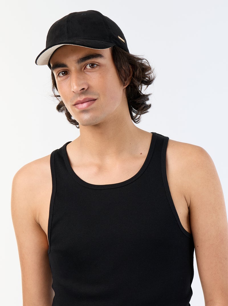 Plain vest top in ribbed knit fabric Black - Kiabi