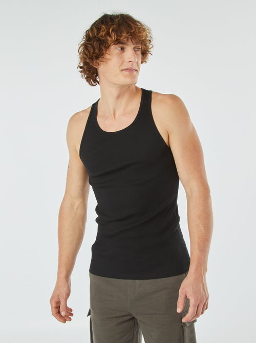 Plain vest top in ribbed knit fabric - Kiabi