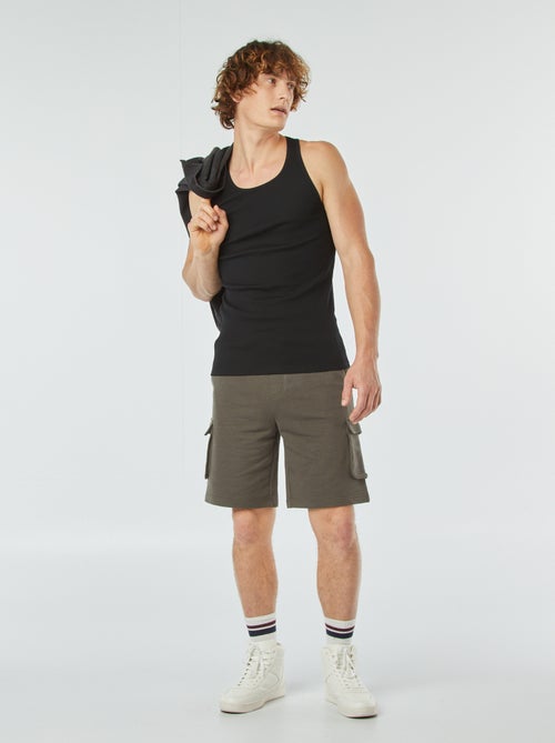 Plain vest top in ribbed knit fabric - Kiabi