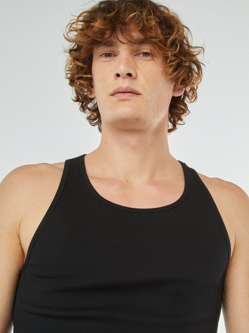 Plain vest top in ribbed knit fabric - Kiabi