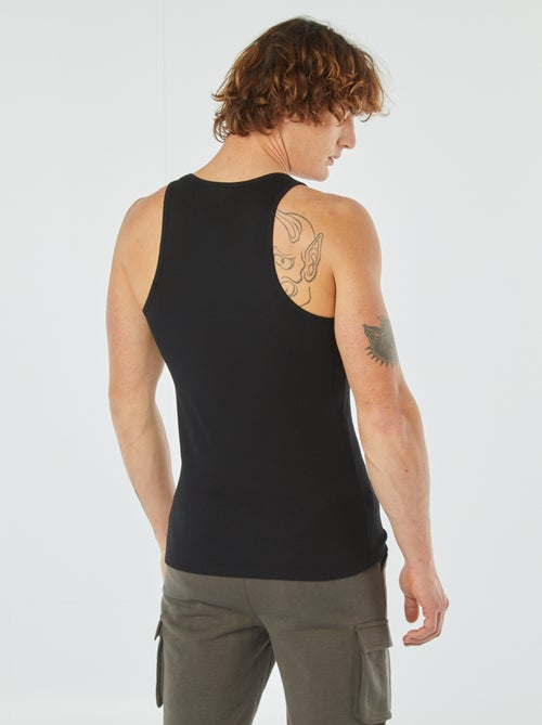 Plain vest top in ribbed knit fabric - Kiabi
