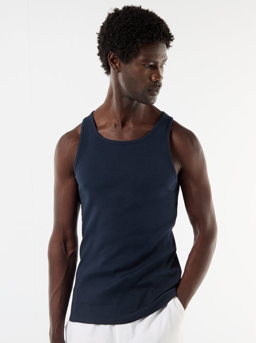 Plain vest top in ribbed knit fabric - Kiabi