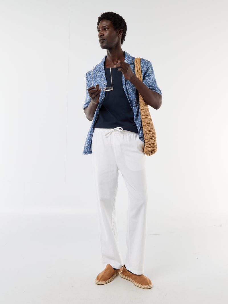 Plain vest top in ribbed knit fabric Blue - Kiabi