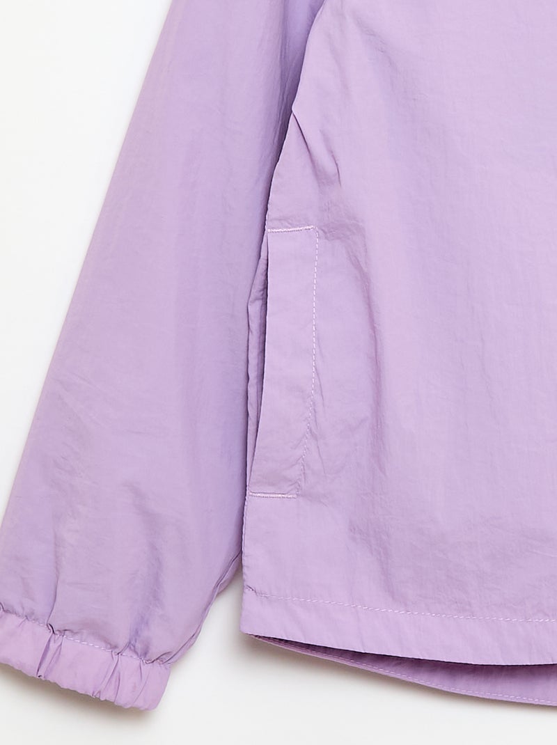 Plain Windbreaker that Folds into its Hood Purple - Kiabi