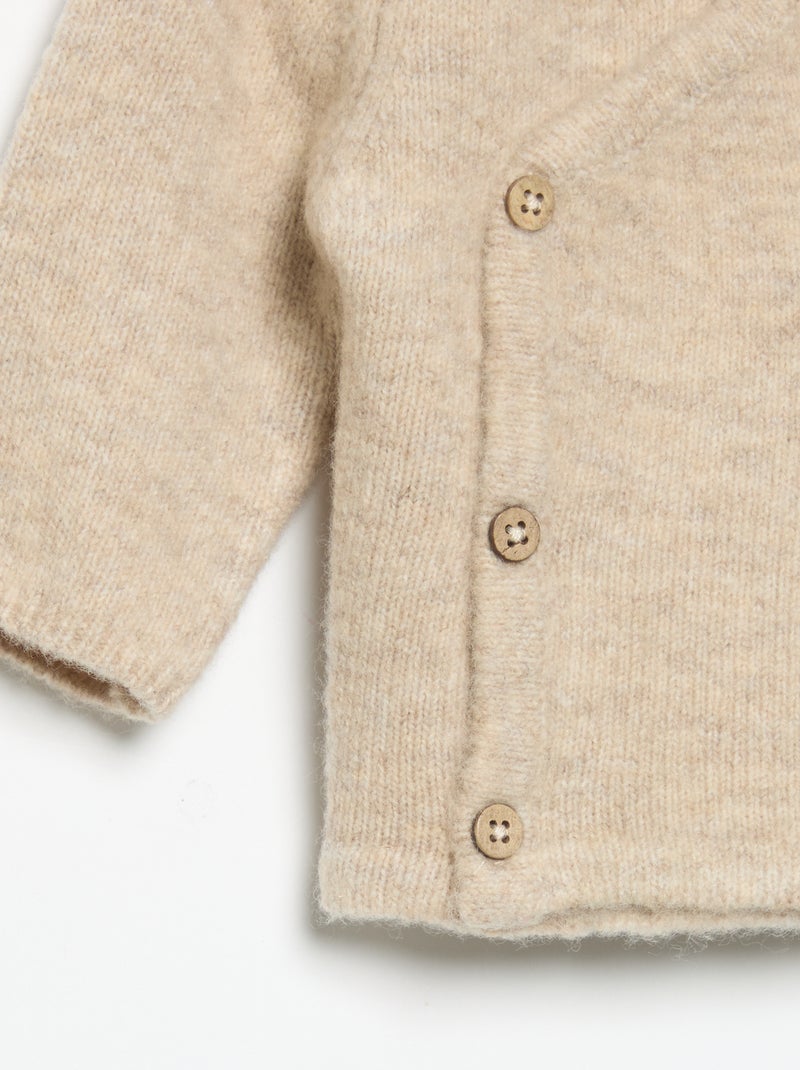 Plain wrap-over cardigan Beige - Kiabi