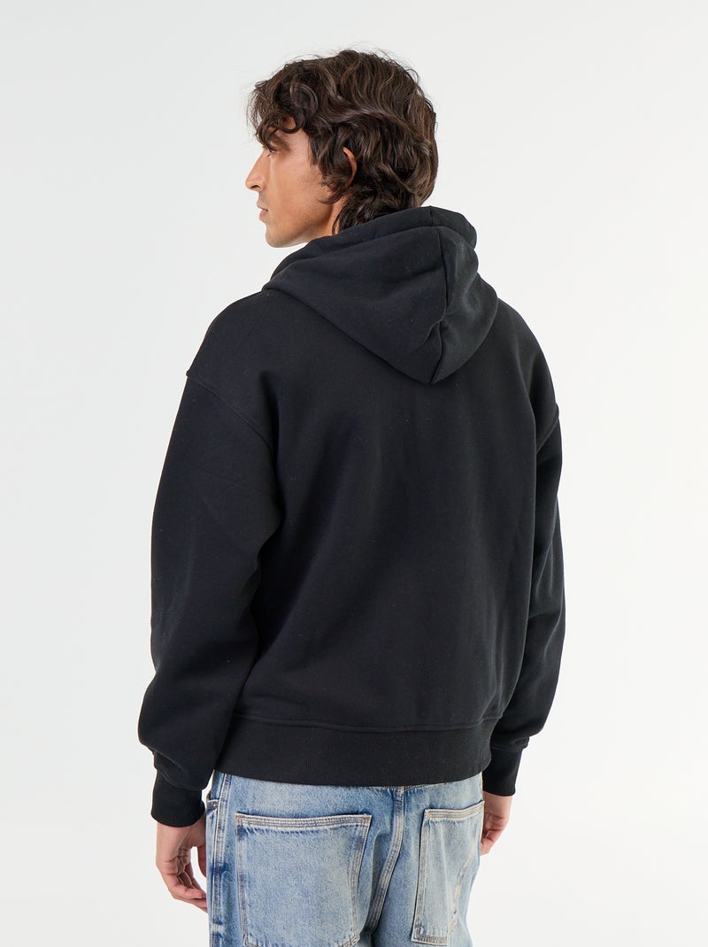 Plain zip-up hooded sweatshirt Black - Kiabi