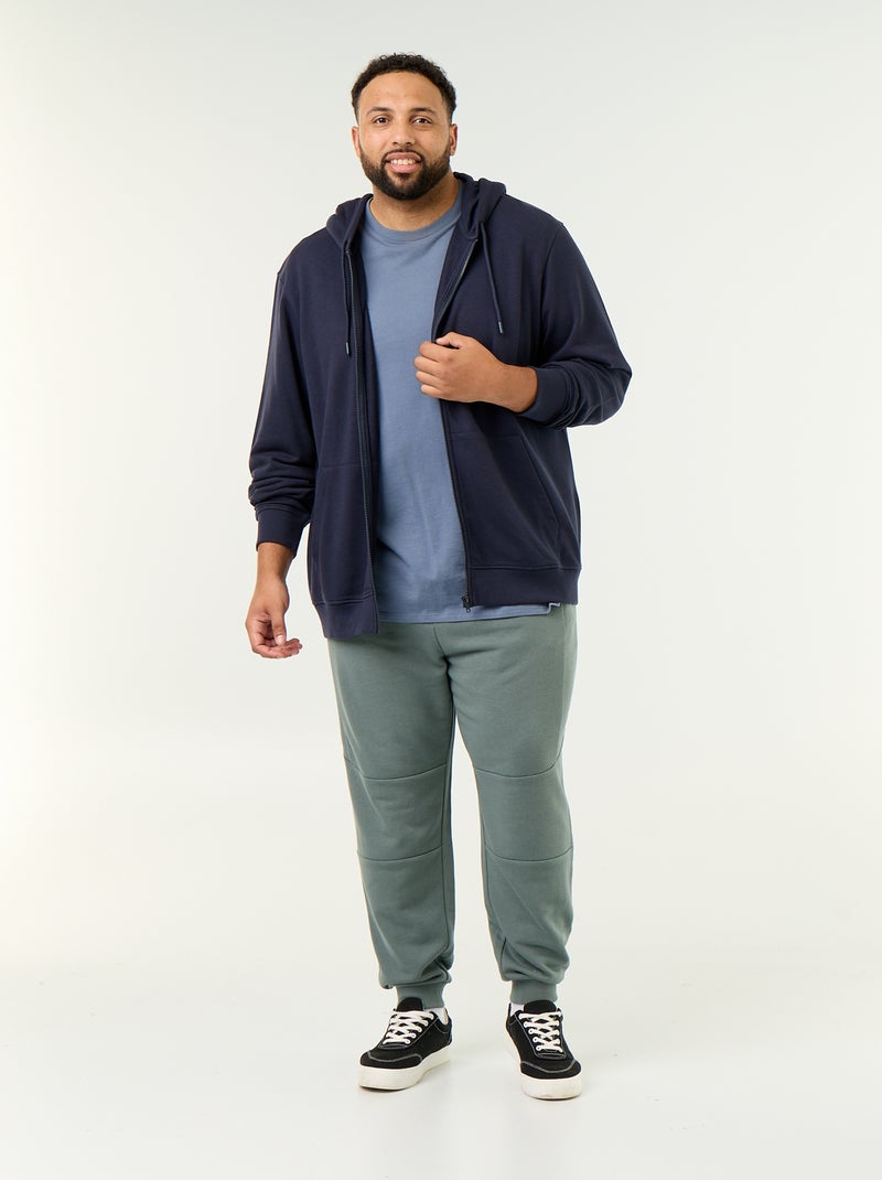 Plain Zip-Up Hooded Sweatshirt Blue - Kiabi