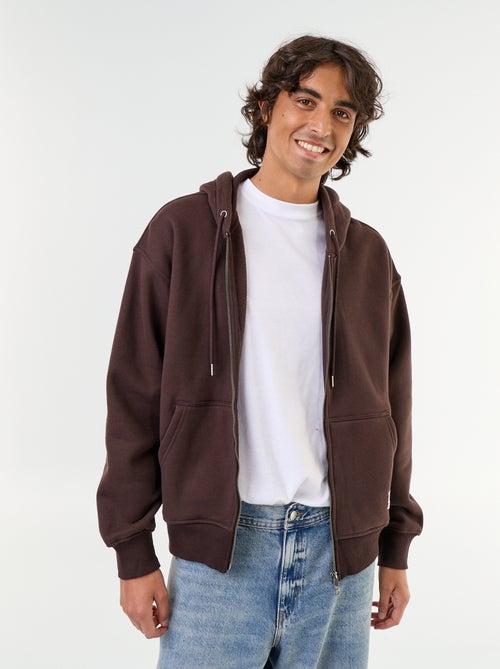 Plain zip-up hooded sweatshirt - Kiabi