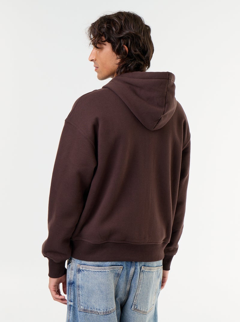 Plain zip-up hooded sweatshirt Brown - Kiabi