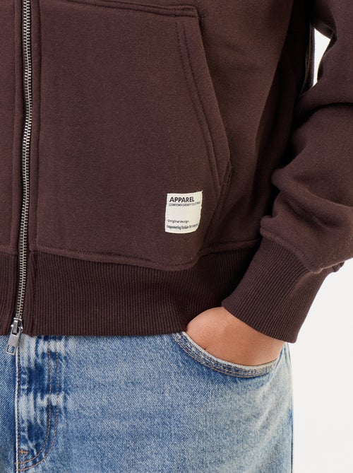 Plain zip-up hooded sweatshirt - Kiabi